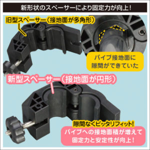 新形状のスペーサーにより固定力が向上！