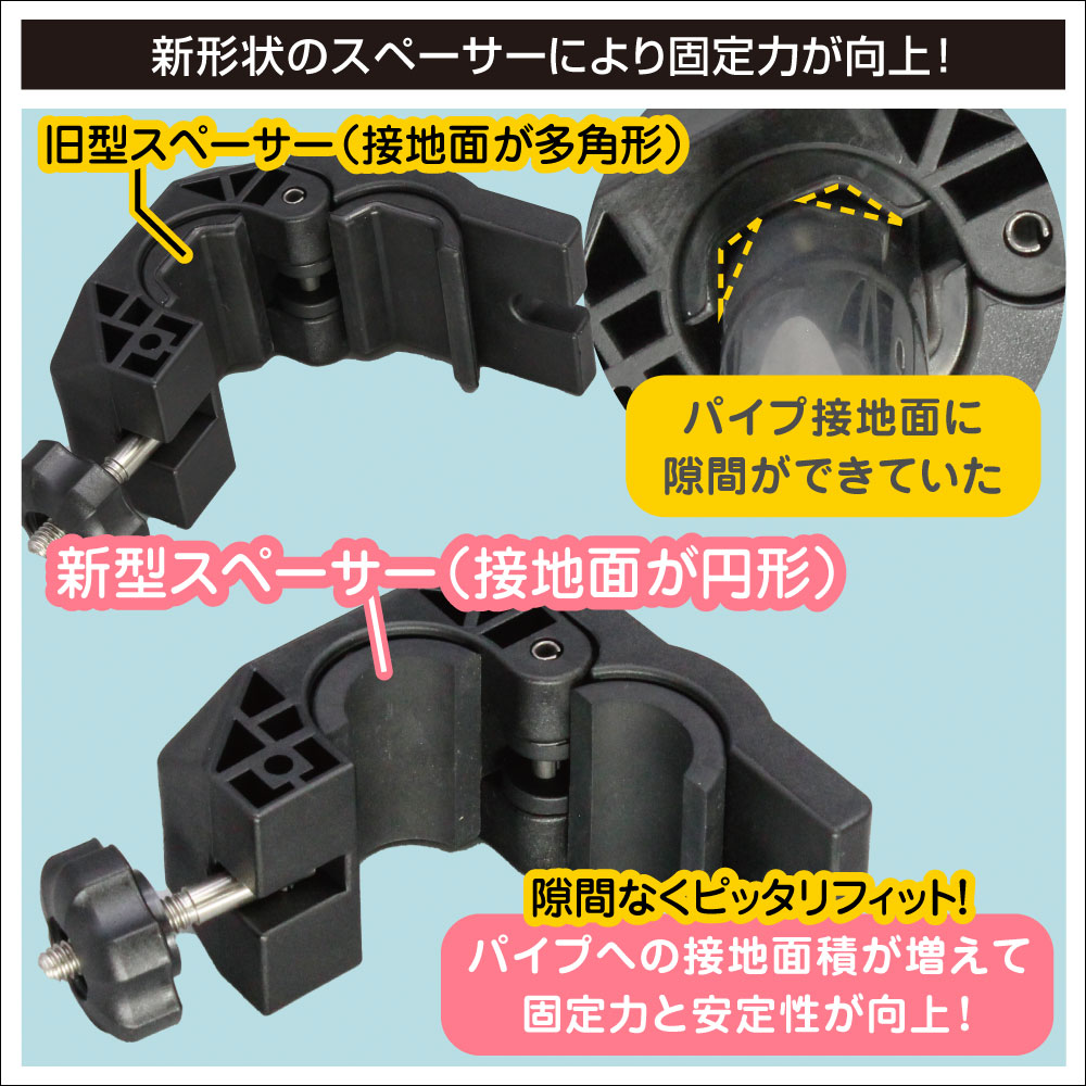 新形状のスペーサーにより固定力が向上！