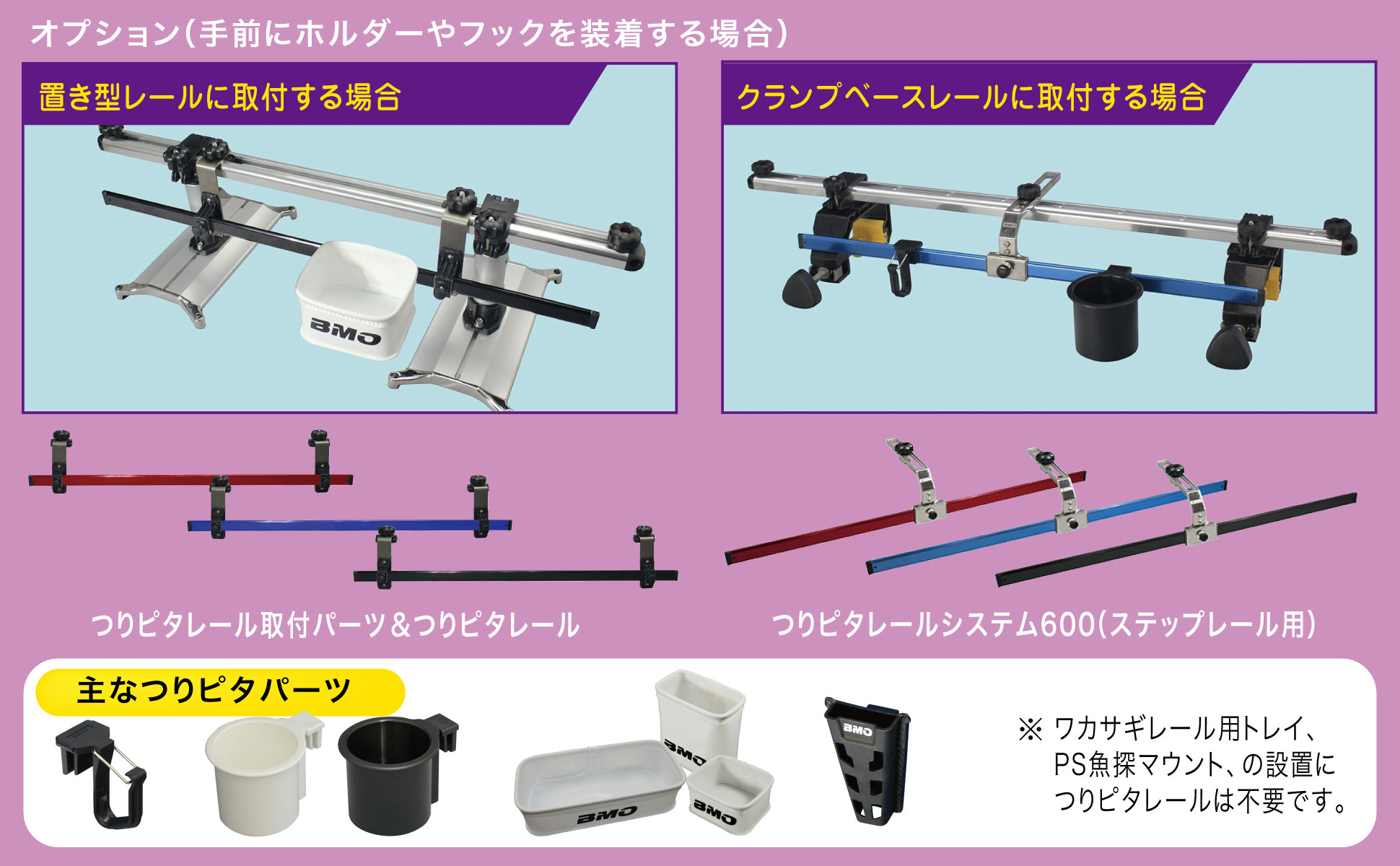 オプション（手前にホルダーやフックを装着する場合）